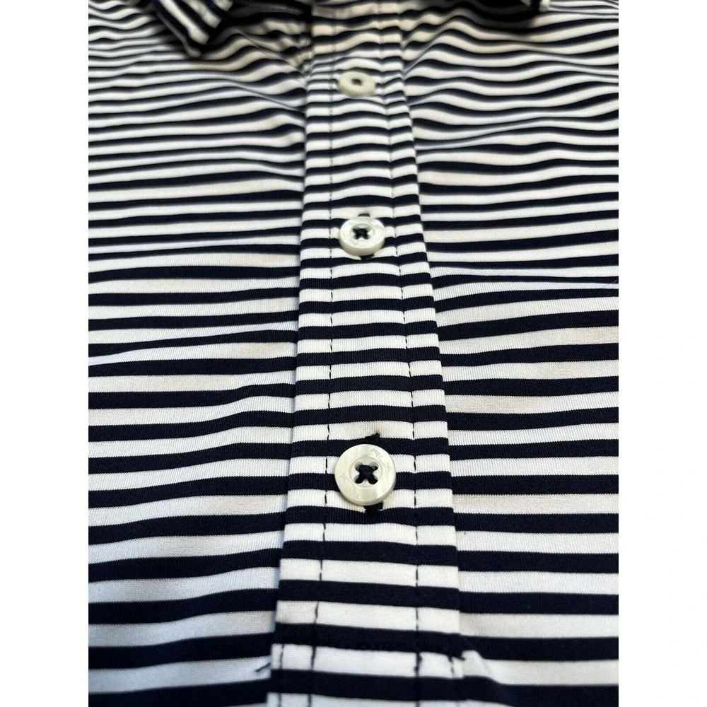 RLX Ralph Lauren‎ Men's Golf Polo Shirt Wicking Small Navy Blue/White Striped